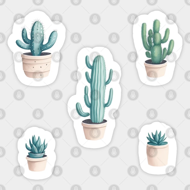 Watercolour cacti & succulents Sticker by Saraahdesign